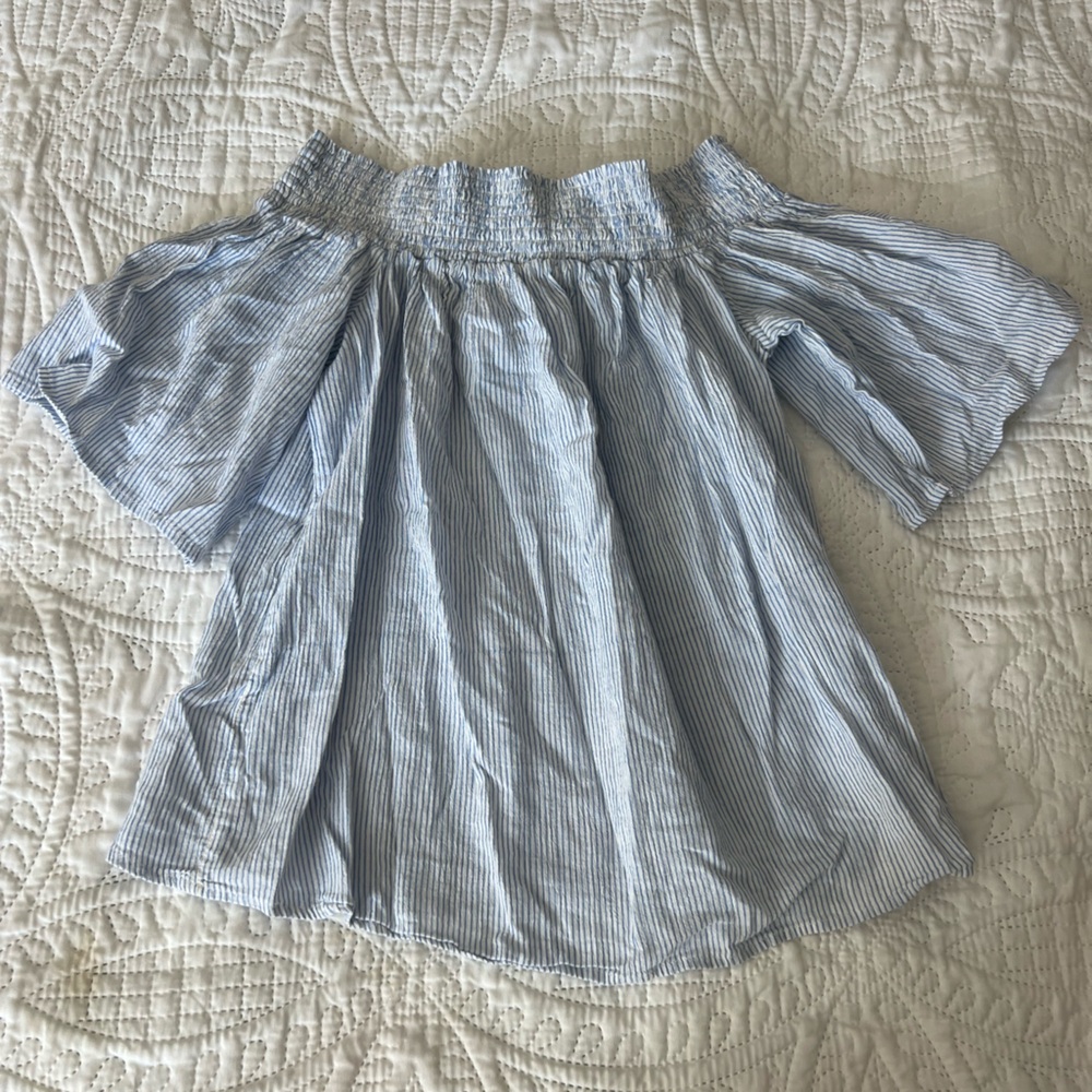 Cavalini Blue Striped Off-Shoulder Blouse